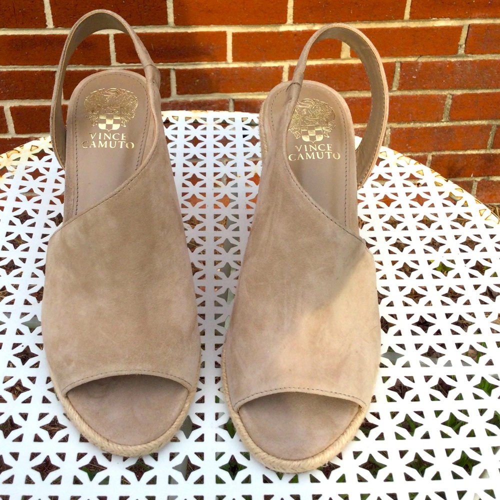Vince Camuto Frezma Suede Leather Espadrille Wedge Heels Sandals Shoes 9